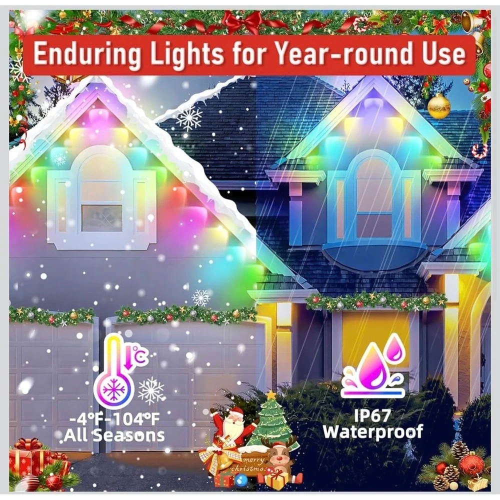 Mocmo LED Eaves Lights Outdoor 150FT White Smart RGB App Remote Control